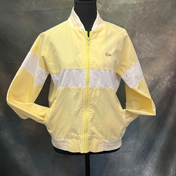 IZOD‎ for her LACOSTE Yellow White Colorblock Vintage Track Jacket Womens